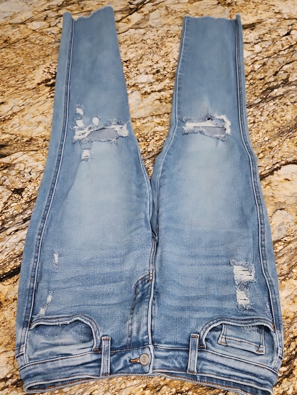 Flying Monkey Women's  Blue Distressed Jeans. Size 28 Inseam 31" Rise 9.5'